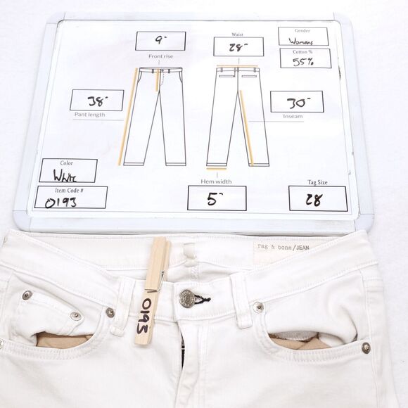 Rag & Bone Button Casual Light Wash Denim Jeans Womens Size 28 White - Picture 8 of 8